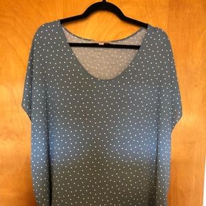LOFT Blue Polka Dot Blouse Size XXL